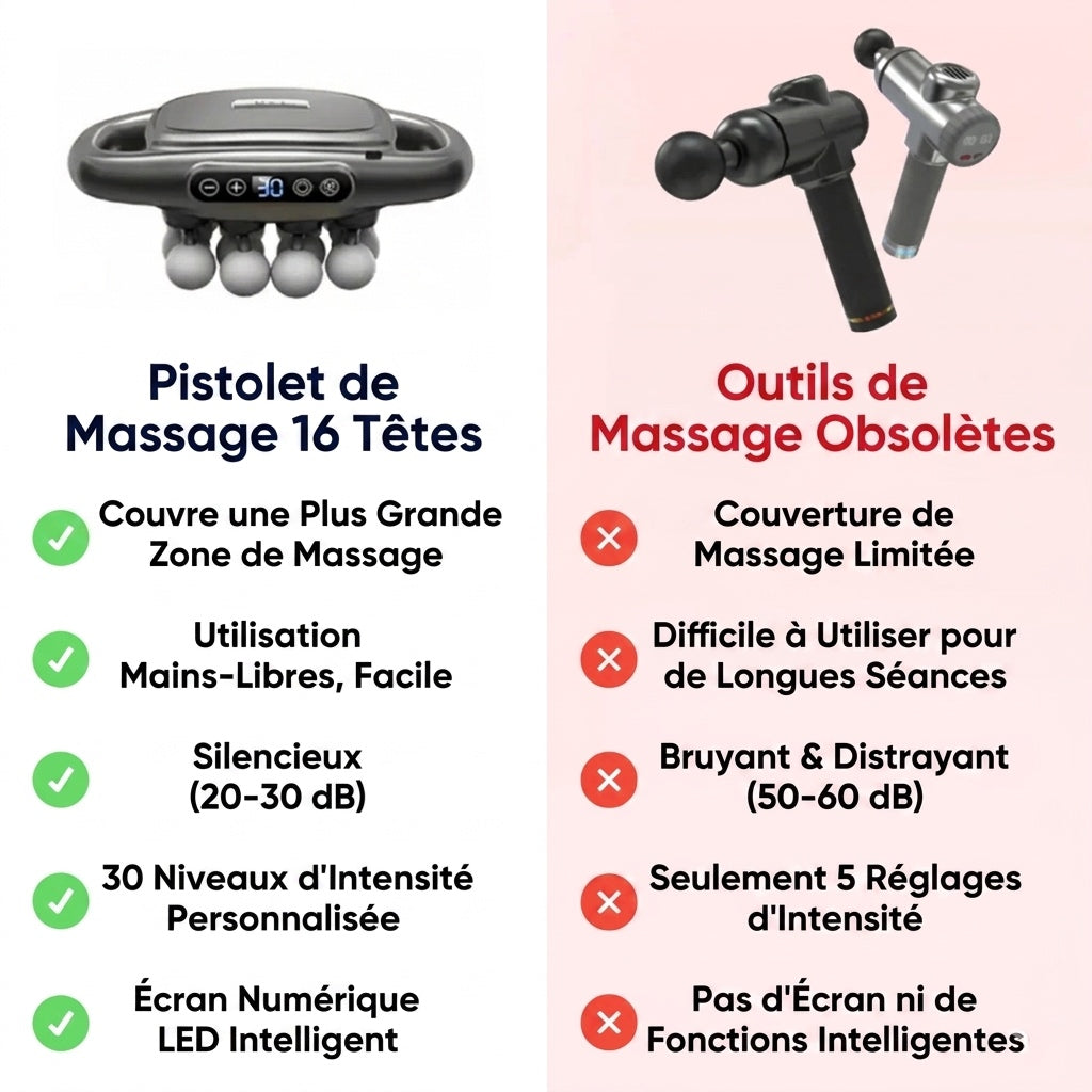 Pistolet de massage 16 embouts